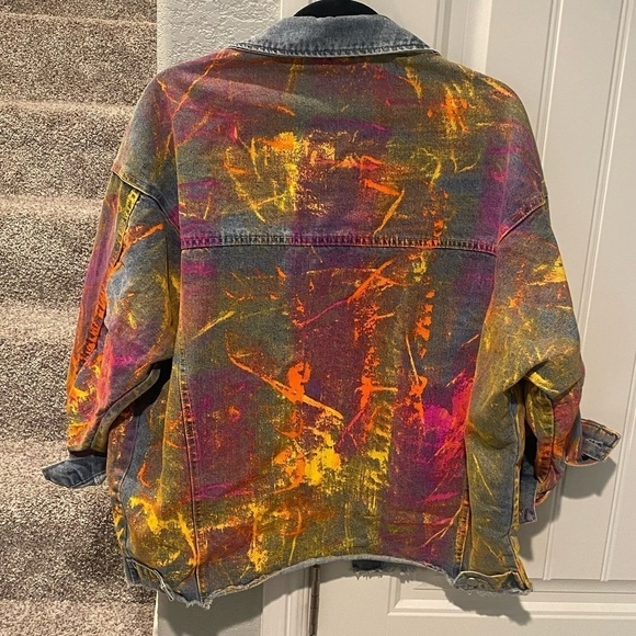 Beulah Custom Painted Pollock Oversized Denim Jean Jacket - Picture 8 of 8